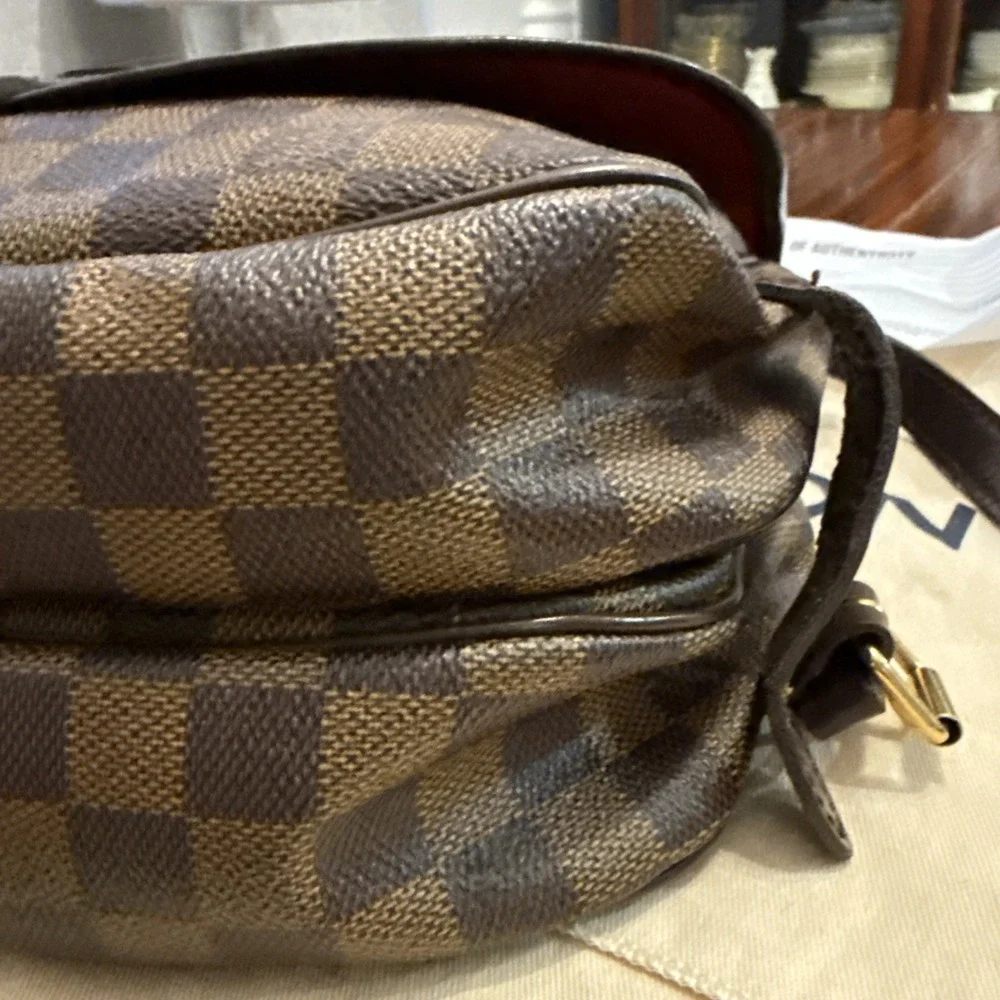 Louis Vuitton Damier Ebene Saumur 30 Pre-Loved Crossbody Bag Brown Authentic